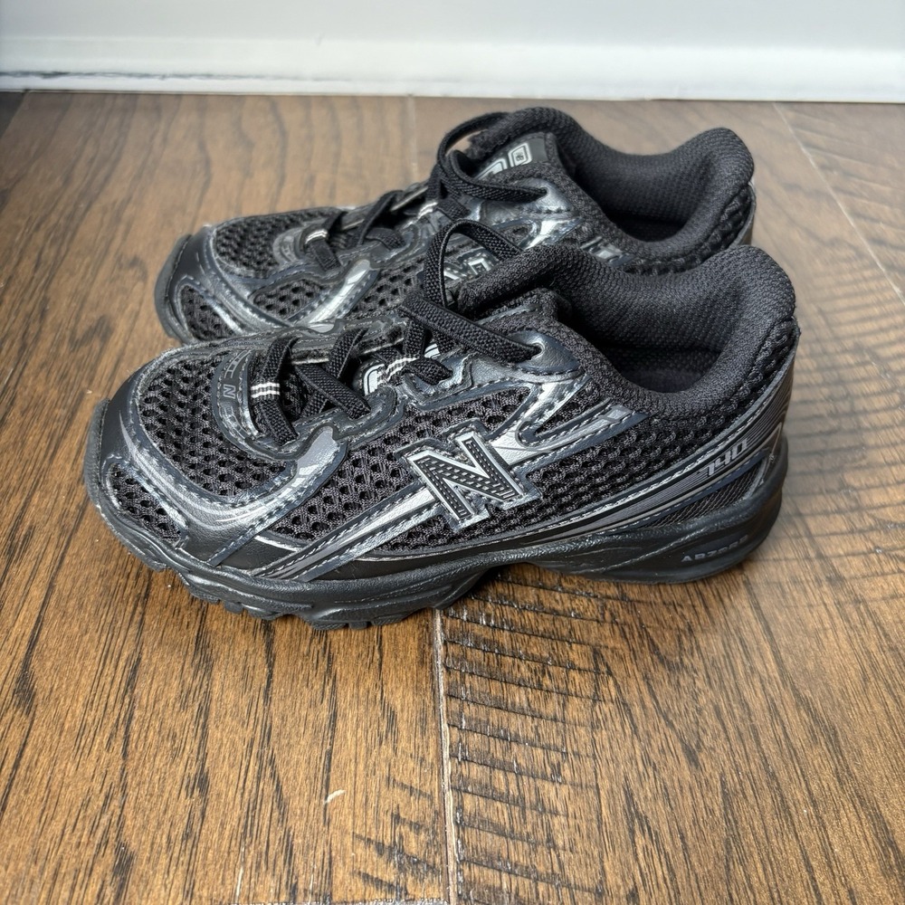 New Balance 740 Bungee Lace Sneakers PZ740BM Black Grey Little Kid Size 9C